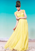 Cod.: 56928 - Vestido de Festa Amarelo Aplicações Florais