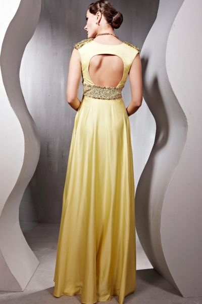 Cod.: 56696 - Vestido de Festa Amarelo em Seda