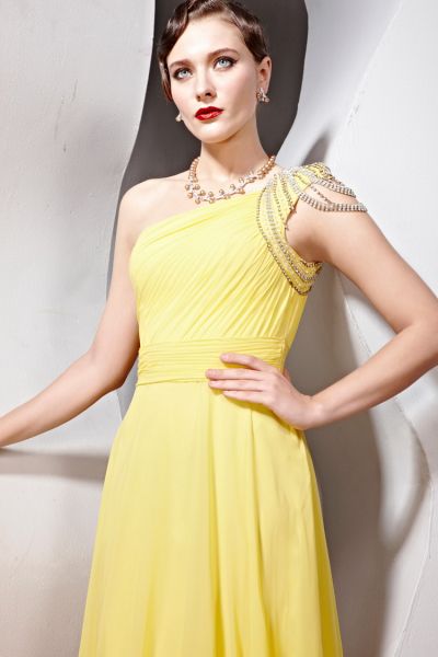 Cod.: 56852 - Vestido Longo Amarelo Ombro Só